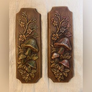 $50 Vintage 1970s mushroom wall art.